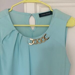 Ivanka Trump Light Blue Sleeveless Top with Gold Accent